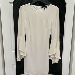 Gimme Some Flair White Flounce Sleeve Bodycon Dress